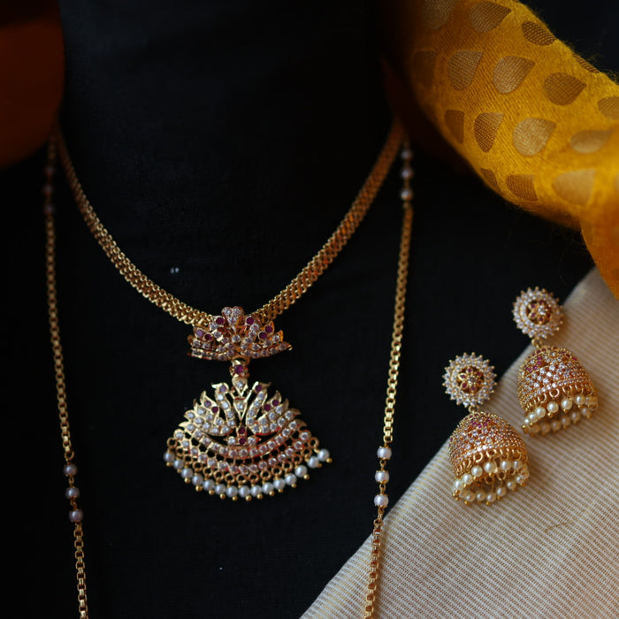 Heritage gold plated padakam necklace set with earrings HP32156