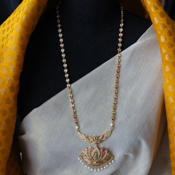 Heritage gold plated multi stone padakam necklace HP01232