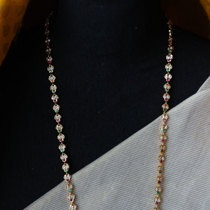 Heritage gold plated multi stone padakam necklace HP01232