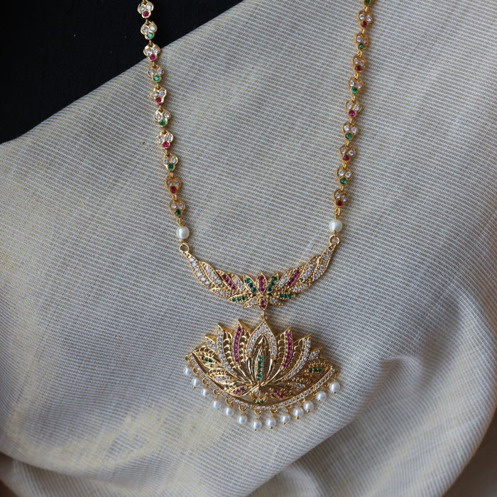 Heritage gold plated multi stone padakam necklace HP01232