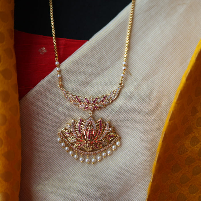 Heritage gold plated padakam necklace set with earrings HP32156