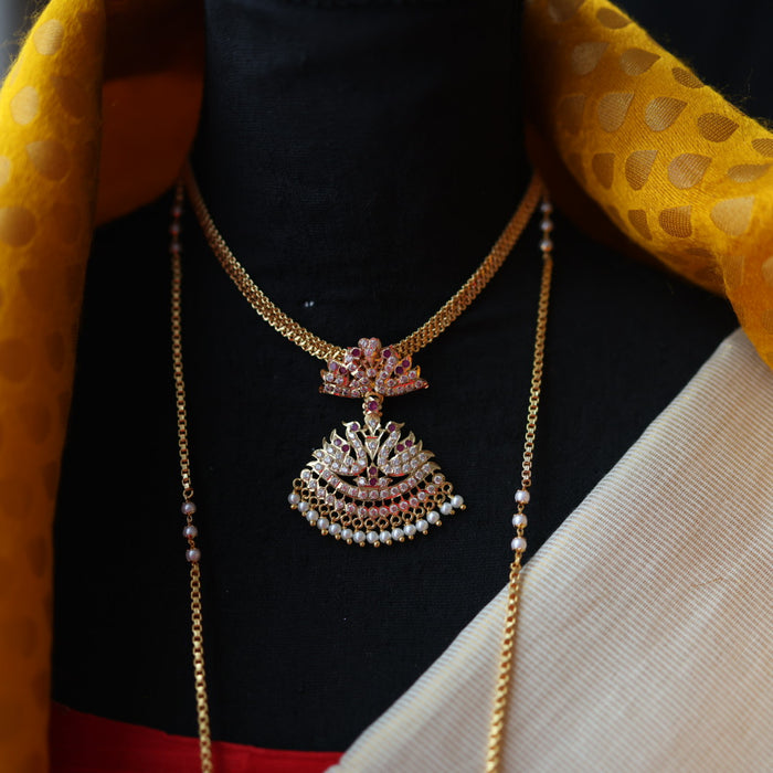 Heritage gold plated padakam necklace set with earrings HP32156