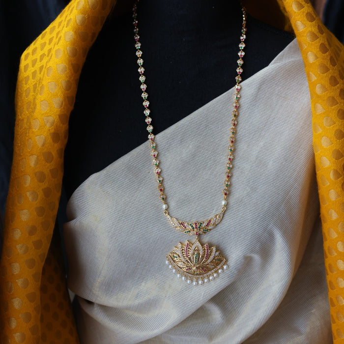 Heritage gold plated multi stone padakam necklace HP01232