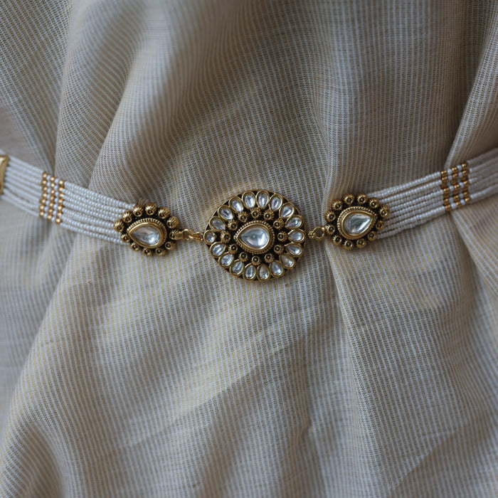 Antique gold pearl white stone waistchain AW792
