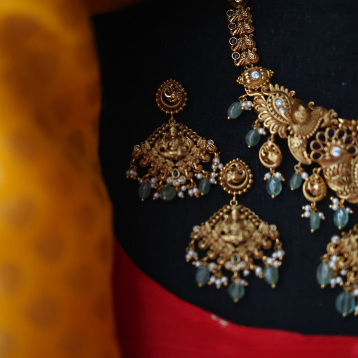 Antique temple design short necklace G3455