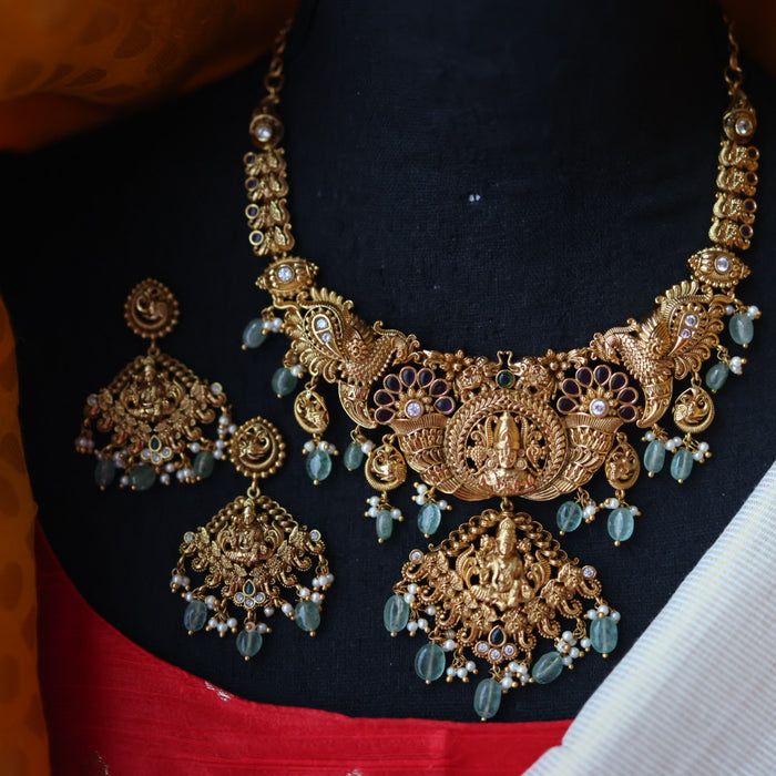 Antique temple design short necklace G3455
