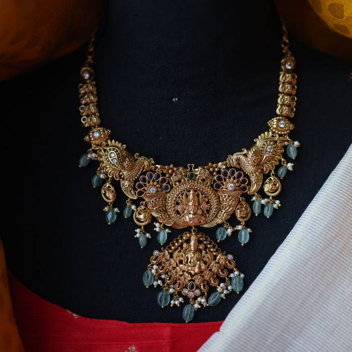 Antique temple design short necklace G3455