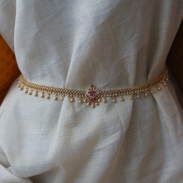 Heritage gold plated ruby white stone waistchain HW18637