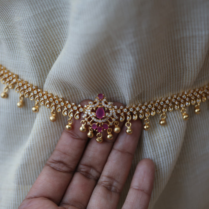 Heritage gold plated ruby white stone waistchain HW18637