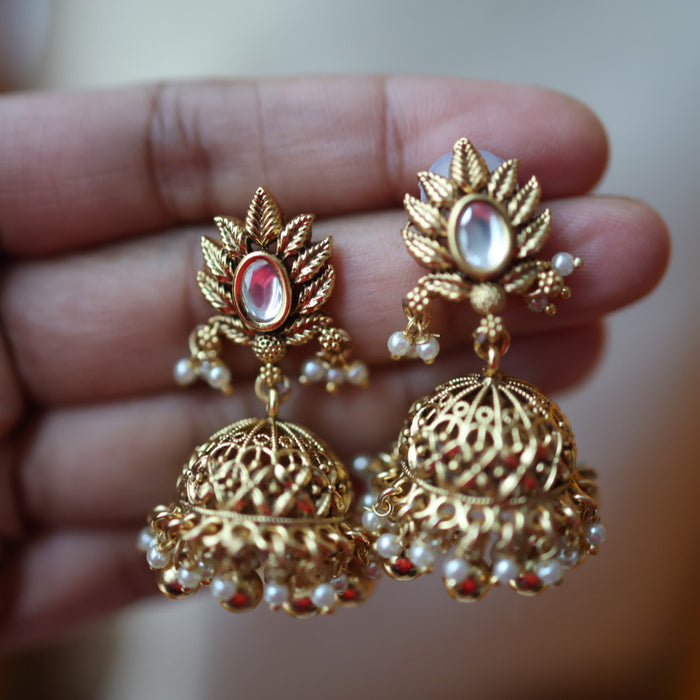 Antique gold short necklace with earrings G45576
