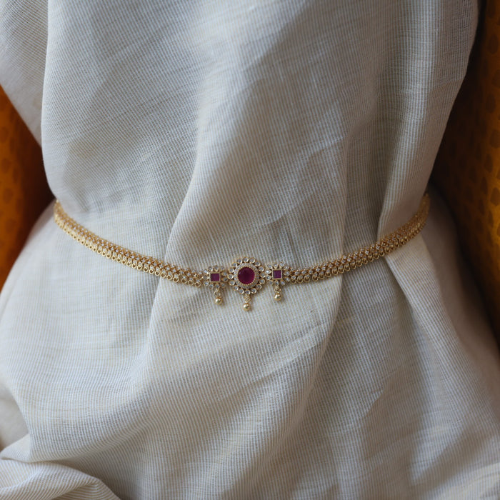 Heritage gold plated ruby white stone waistchain HW1674