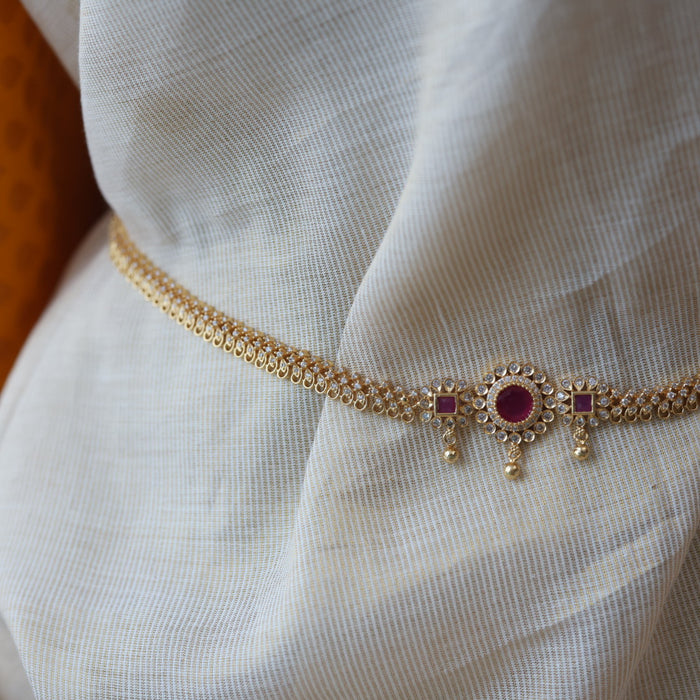 Heritage gold plated ruby white stone waistchain HW1674