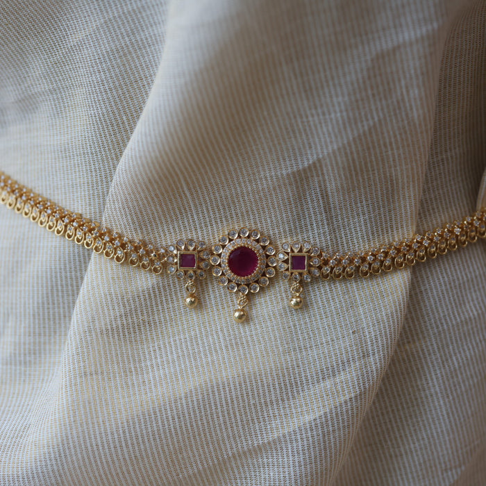 Heritage gold plated ruby white stone waistchain HW1674