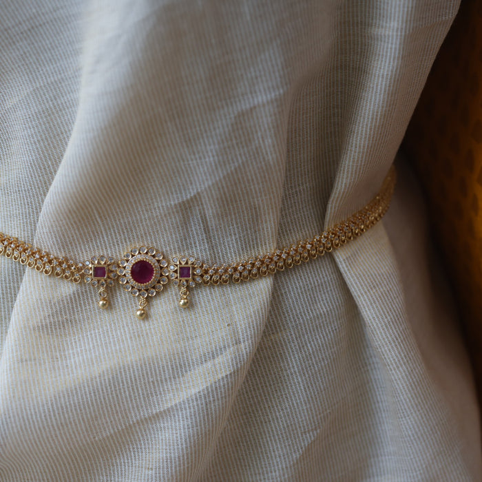 Heritage gold plated ruby white stone waistchain HW1674