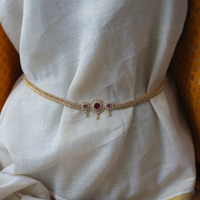 Heritage gold plated ruby white stone waistchain HW1674