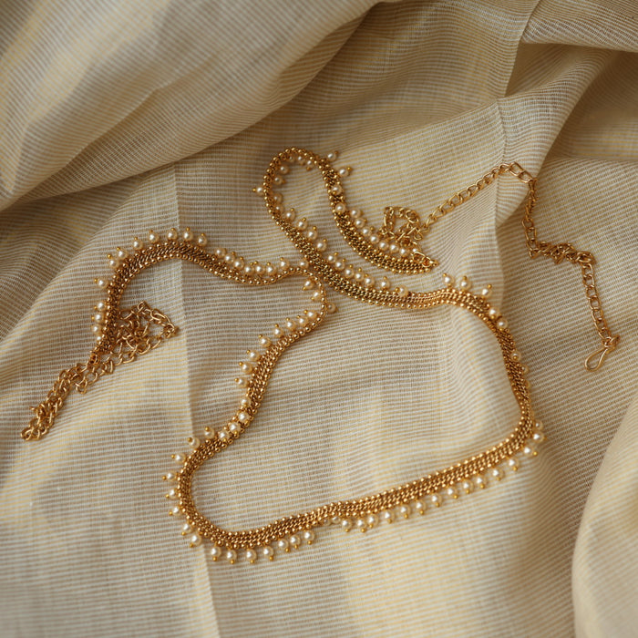Antique gold and pearl design waistchain AW106599