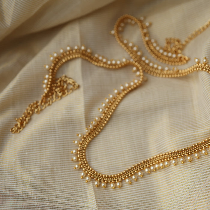 Antique gold and pearl design waistchain AW106599