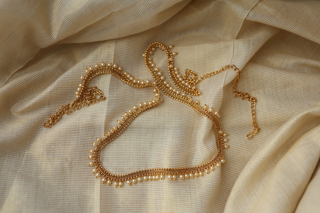 Antique gold and pearl design waistchain AW106599