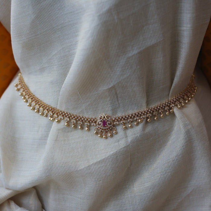 Heritage gold plated ruby white stone waistchain HW16778