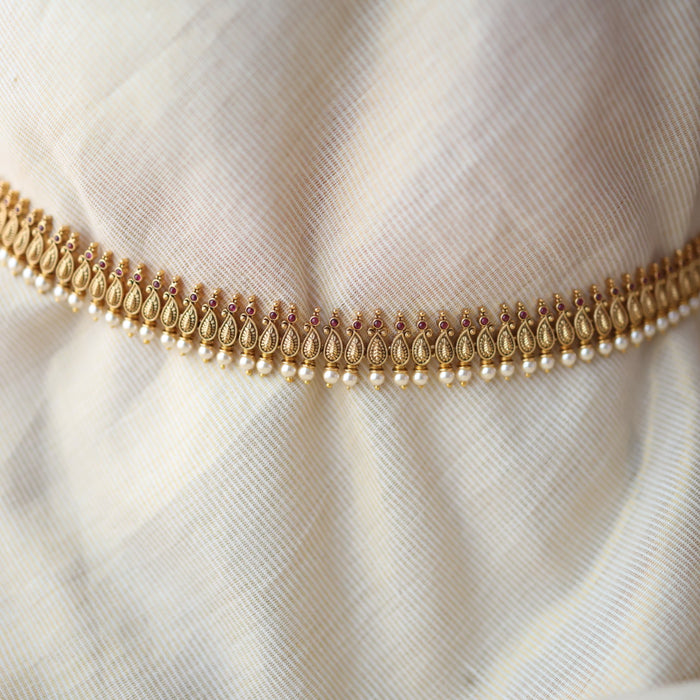 Antique gold and pearl waistchain AW451