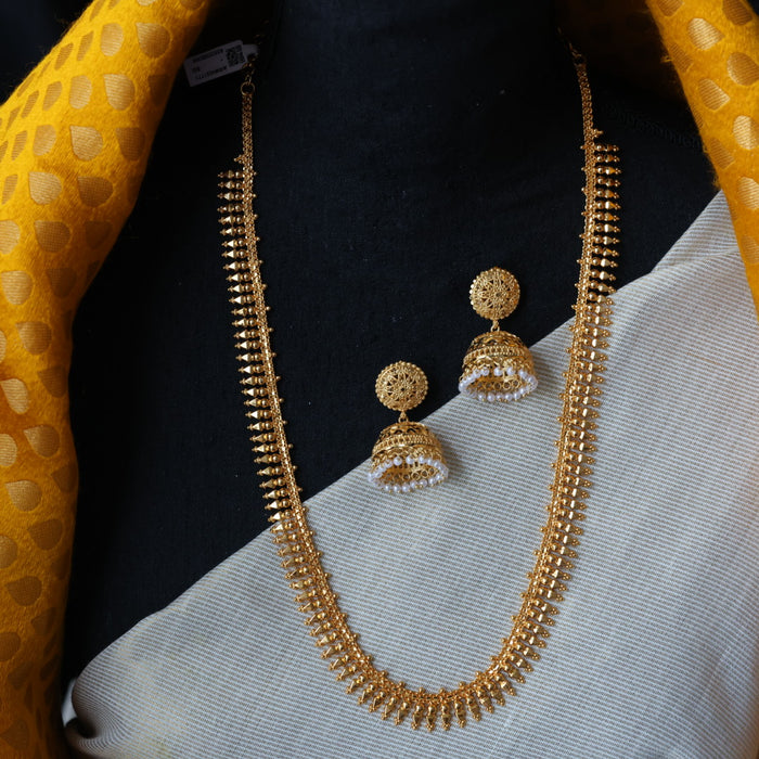 Heritage gold plated long necklace with earrings HL4523