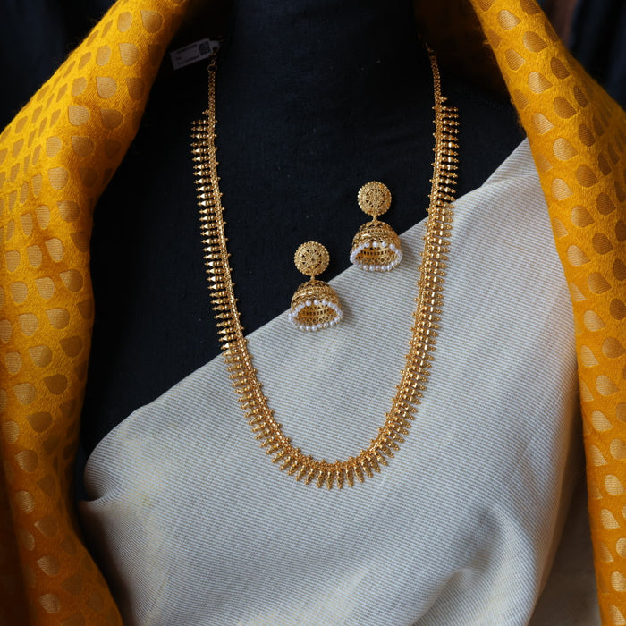 Heritage gold plated long necklace with earrings HL4523