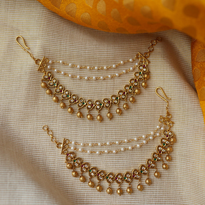 Heritage layer golden pearl mattal ear accessories HM2355