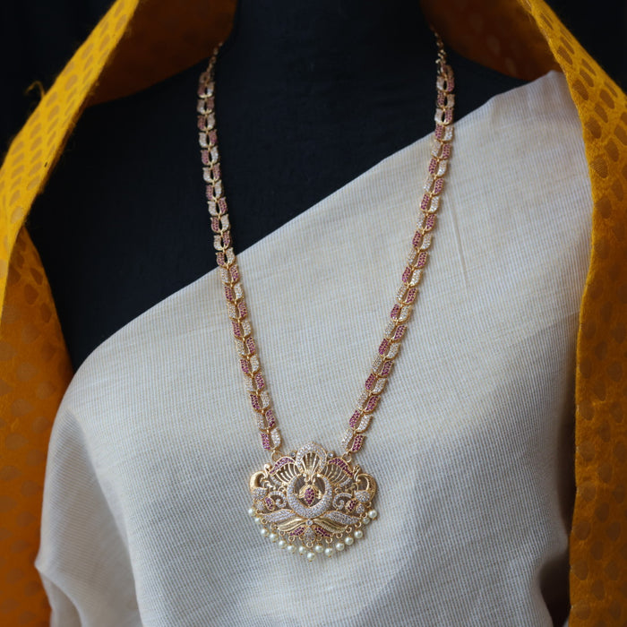 Heritage gold plated padakam long and short necklace set with earrings HPS244