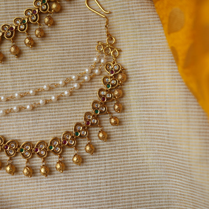 Heritage layer golden pearl mattal ear accessories HM2355