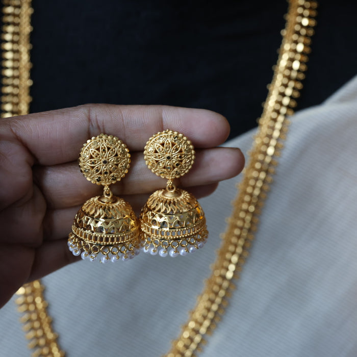 Heritage gold plated long necklace with earrings HL4523