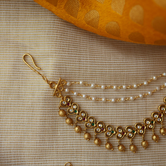 Heritage layer golden pearl mattal ear accessories HM2355