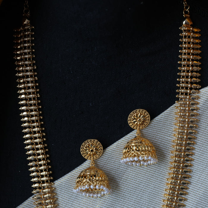 Heritage gold plated long necklace with earrings HL4523