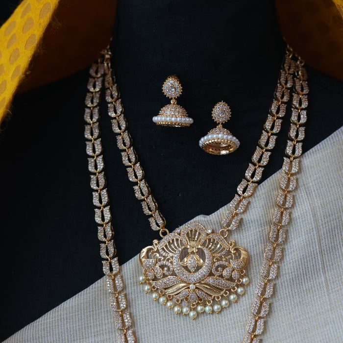 Heritage gold plated padakam long and short necklace set with earrings HPS211