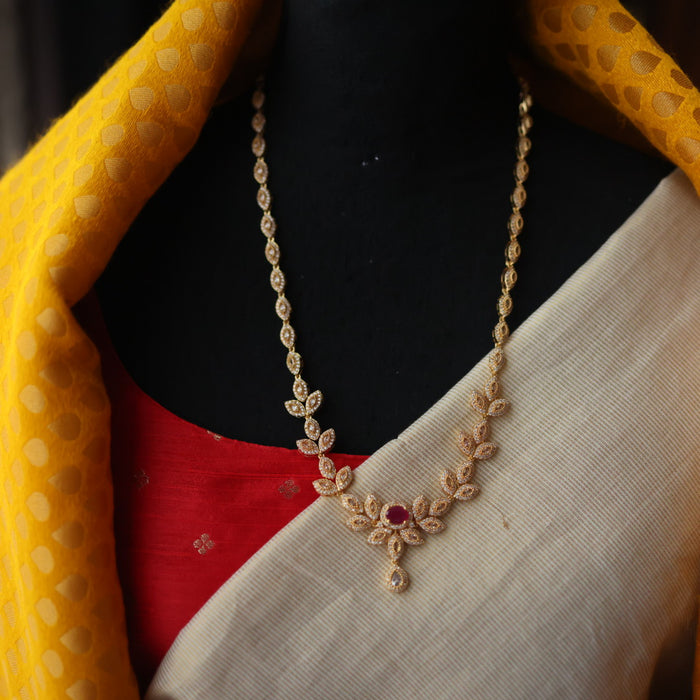 Heritage gold plated white stone long necklace HL222