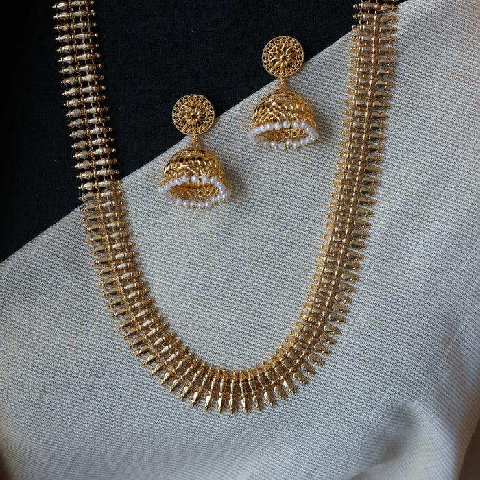 Heritage gold plated long necklace with earrings HL4523