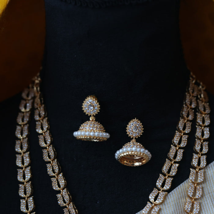 Heritage gold plated padakam long and short necklace set with earrings HPS211