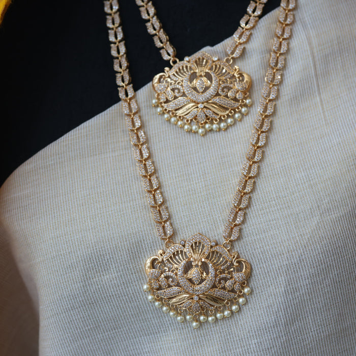 Heritage gold plated padakam long and short necklace set with earrings HPS211