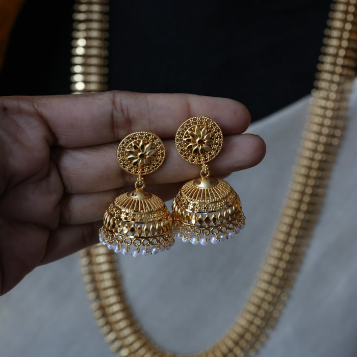 Heritage gold plated long necklace with earrings HL4523