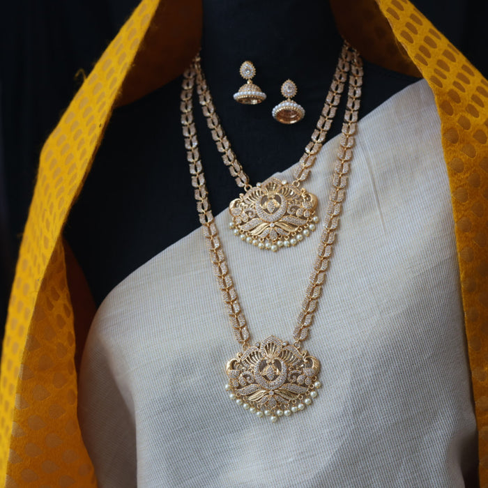 Heritage gold plated padakam long and short necklace set with earrings HPS211