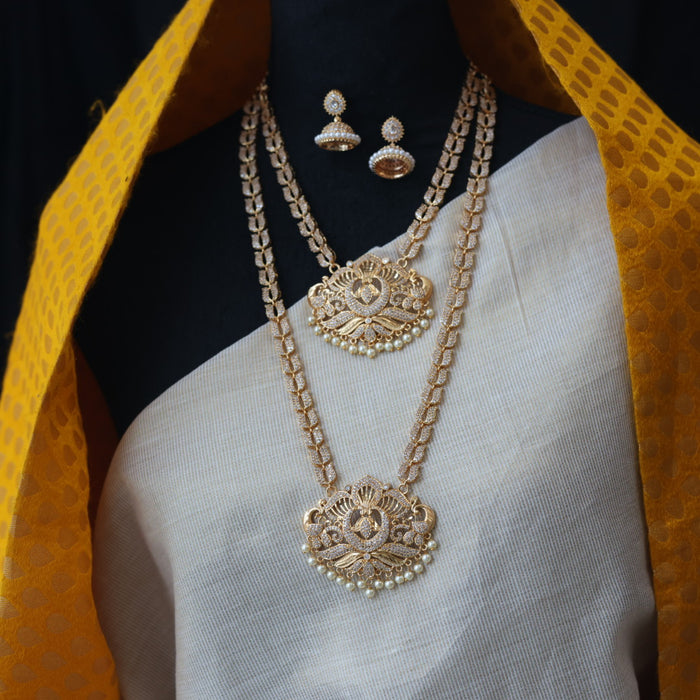 Heritage gold plated padakam long and short necklace set with earrings HPS211