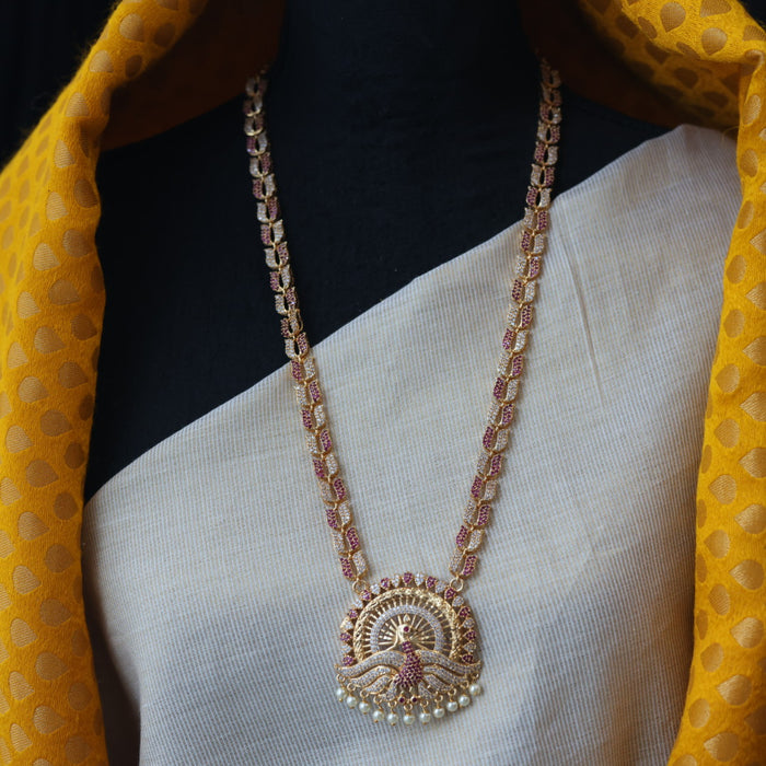Heritage gold plated padakam long and short necklace set with earrings HPS297