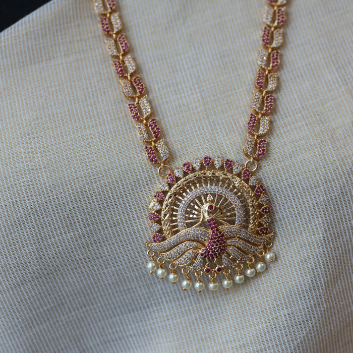 Heritage gold plated padakam long and short necklace set with earrings HPS297