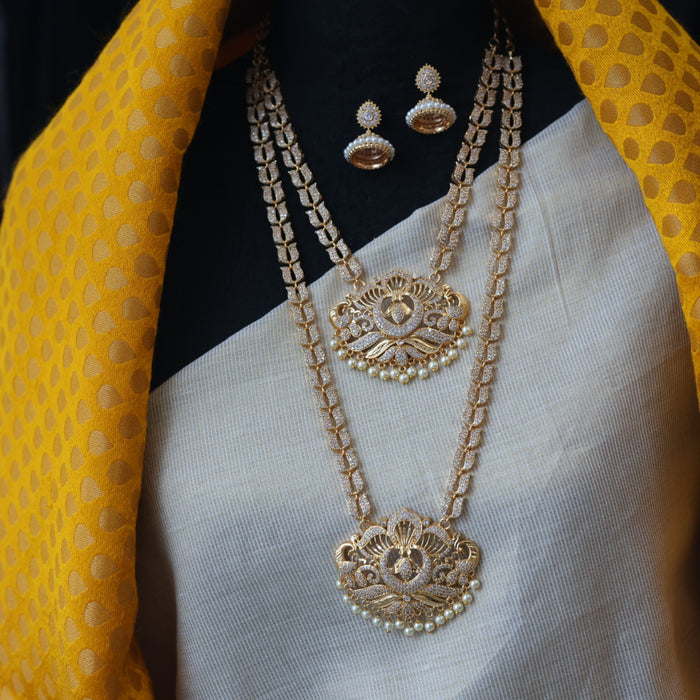 Heritage gold plated padakam long and short necklace set with earrings HPS2899