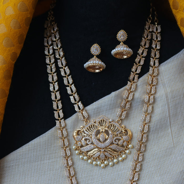 Heritage gold plated padakam long and short necklace set with earrings HPS2899