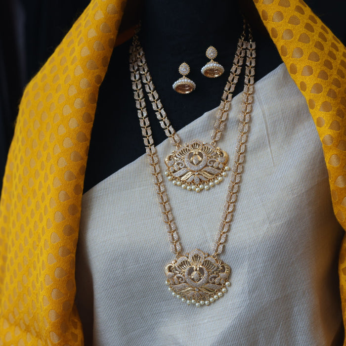 Heritage gold plated padakam long and short necklace set with earrings HPS2899