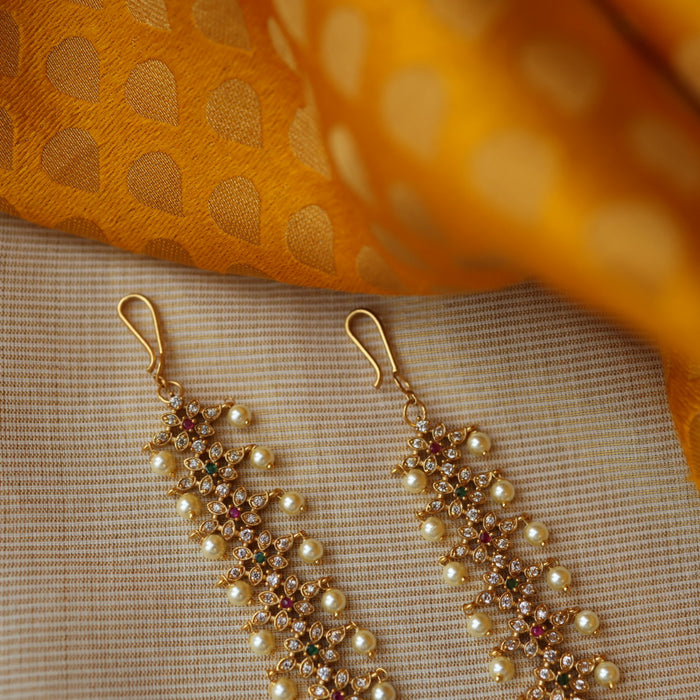 Heritage layer gold and pearl mattal ear accessories HM2311