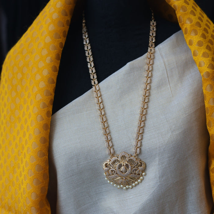 Heritage gold plated padakam long and short necklace set with earrings HPS2899