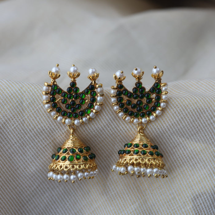 Antique green stone jumka earrings AJ533