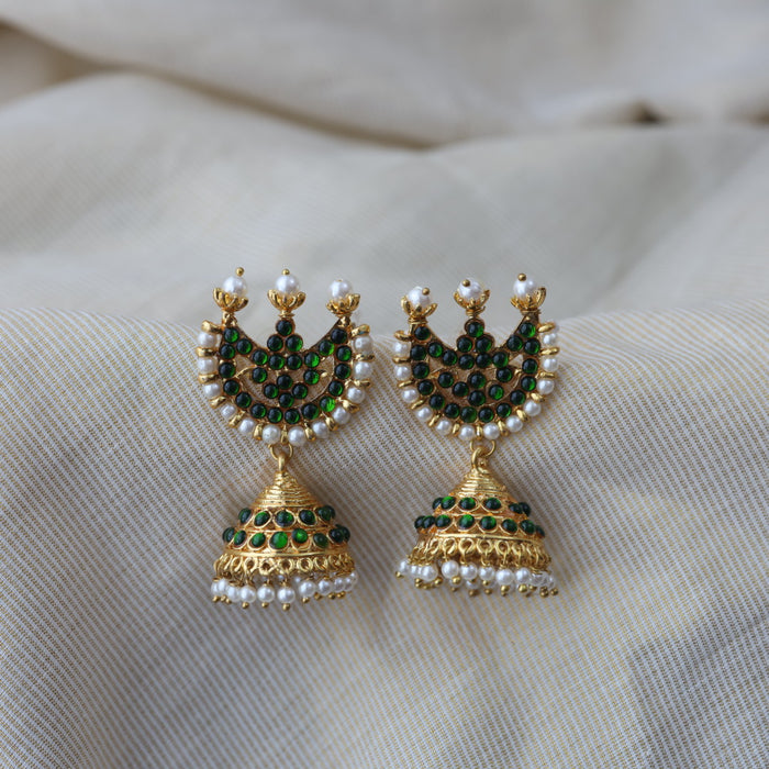 Antique green stone jumka earrings AJ533