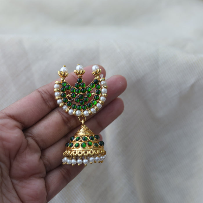 Antique green stone jumka earrings AJ533
